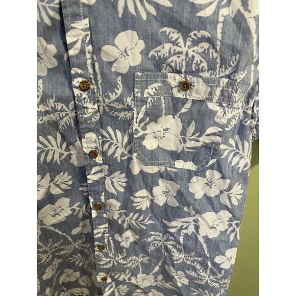 Free Planet Men's Casual Tropical Button Down Shirt Blue White Size Large - Picture 2 of 4